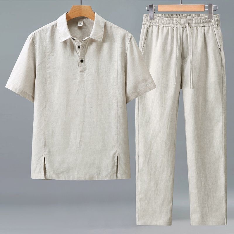 Mens Linen Shirt Long Sleeve - İlkbahar/Yaz Modası Retro Spor Uzun Kollu