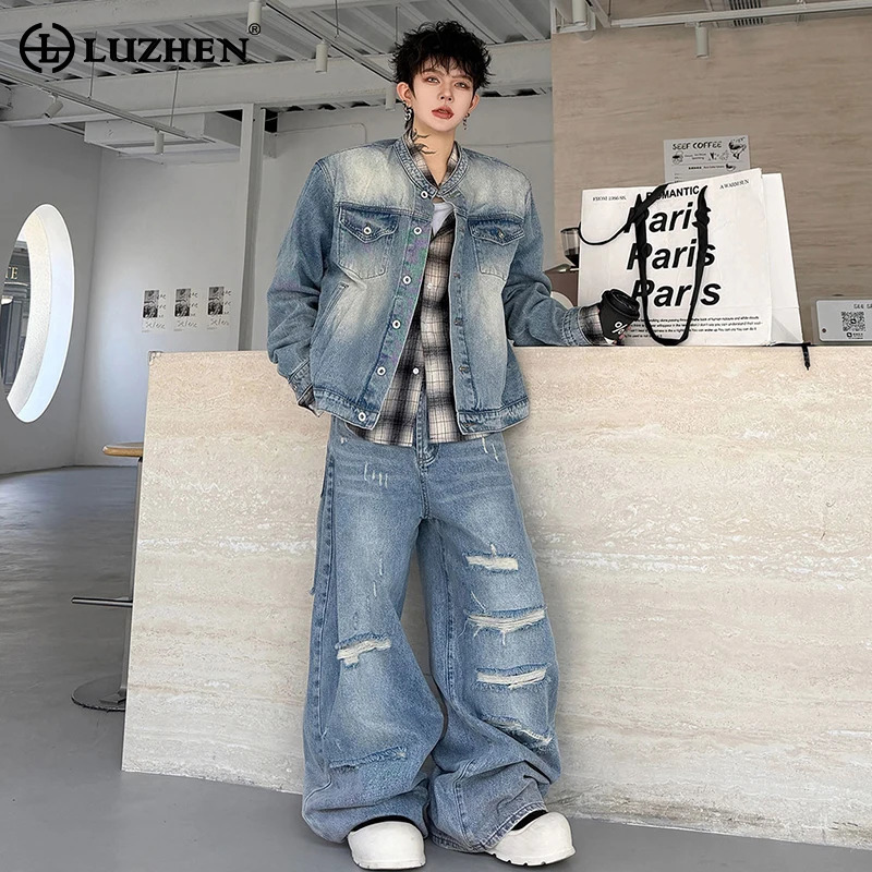 Jeans - LUZHEN 2026 Sonbahar Vintage Yıkanmış Denim