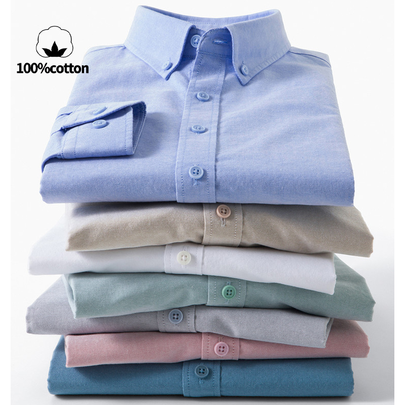 Mandarin Collar Formal Shirt Slim Fit - Erkek %100 Pamuklu Oxford Gömlek -