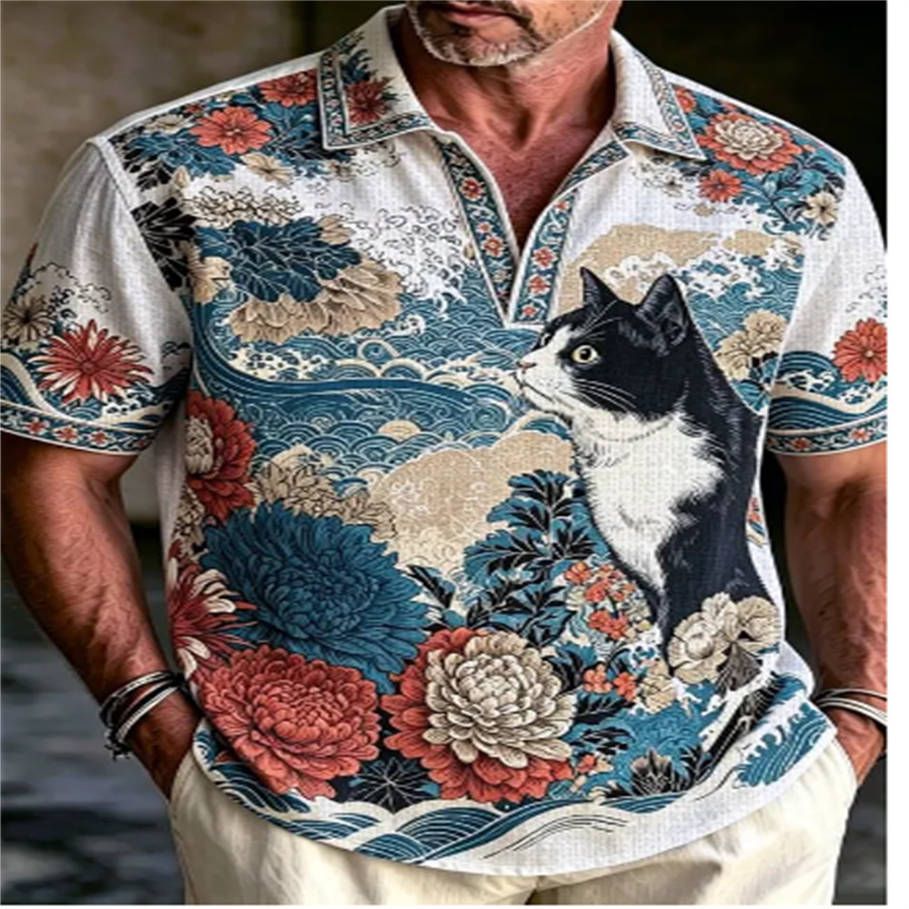 Erkek Kısa Kollu Polo Gömlek V - Vintage Hawaiian Floral Shirt incelemesi ve fiyatı