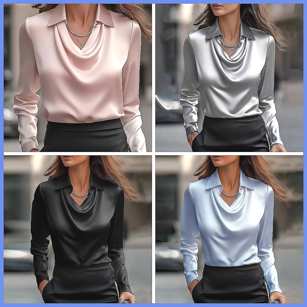 Vintage Saten Bluz Kadın Uzun  - Shirts incelemesi ve fiyatı