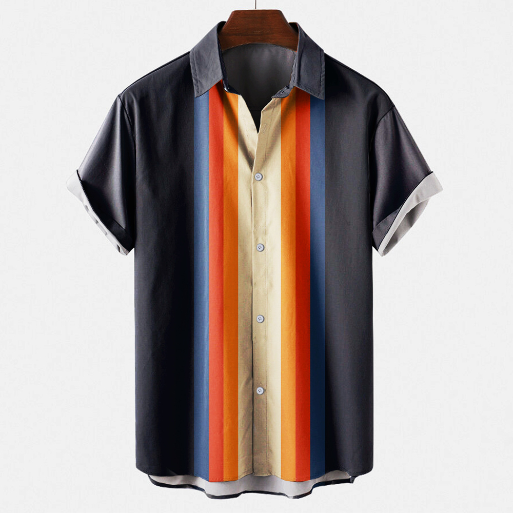 Erkekler için Vintage Retro Çi - Short Sleeve Bowling Shirt Retro incelemesi ve fiyatı