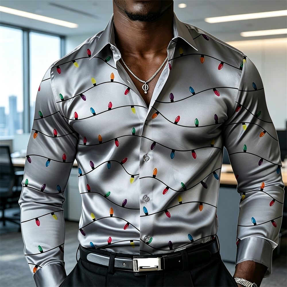 Noel temalı erkek fener gömleğ - Mens Satin Silk Dress Shirt incelemesi ve fiyatı