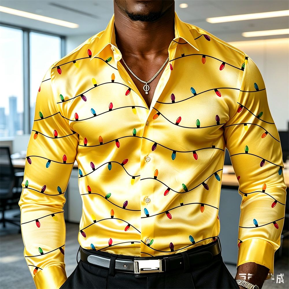 Noel temalı erkek fener gömleğ - Mens Satin Silk Dress Shirt incelemesi ve fiyatı