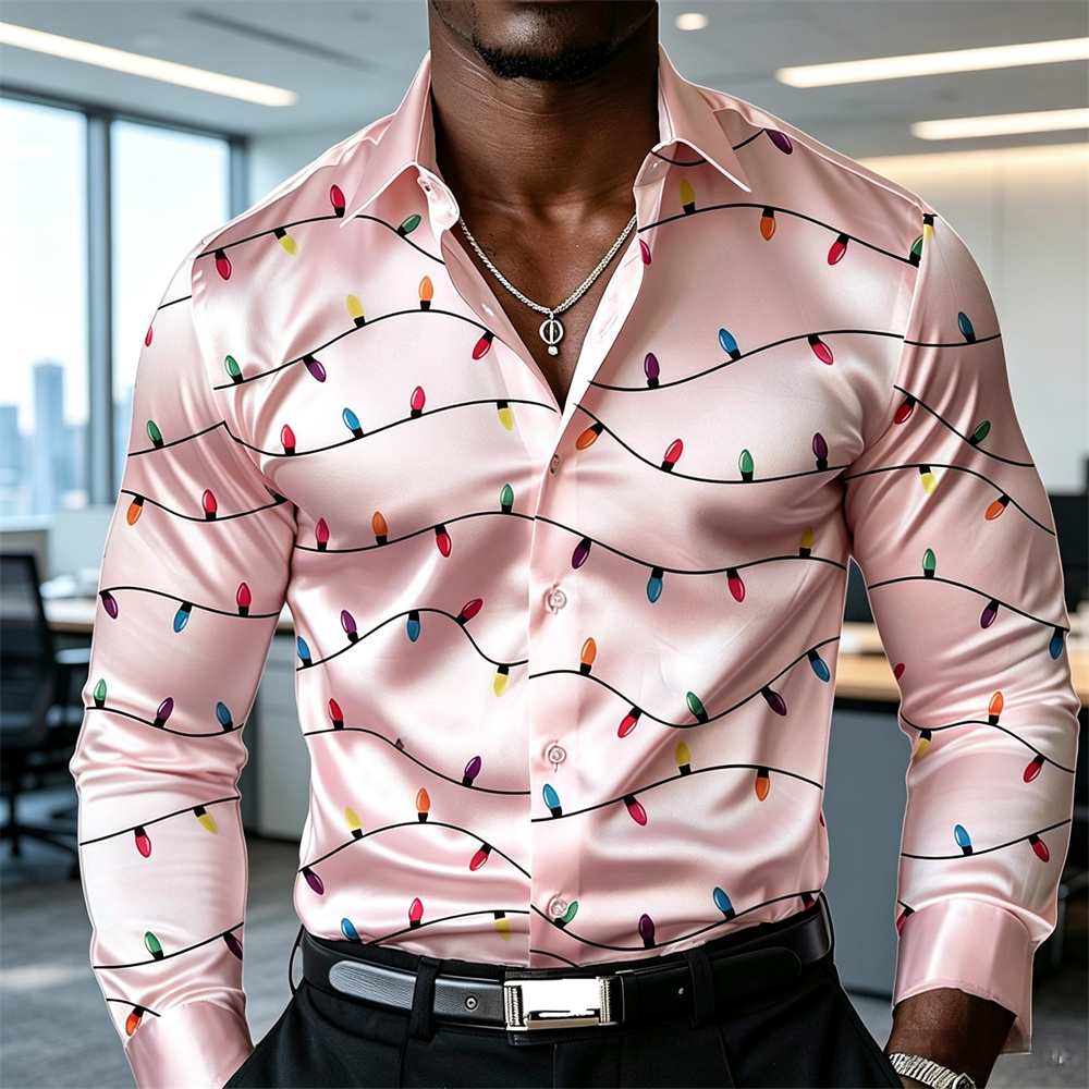 Noel temalı erkek fener gömleğ - Mens Satin Silk Dress Shirt incelemesi ve fiyatı